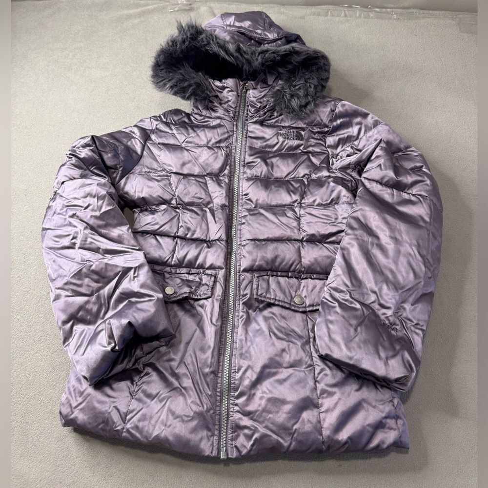 The North Face 550 Gotham 2.0 Down Puffer Jacket Girls Medium Purple Hoodie L